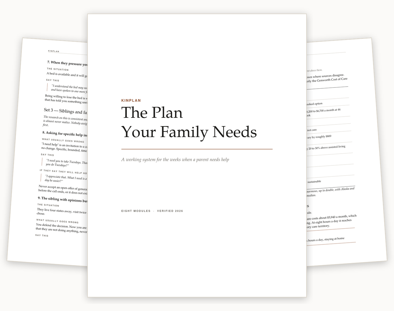 The Kinplan cover with two interior pages